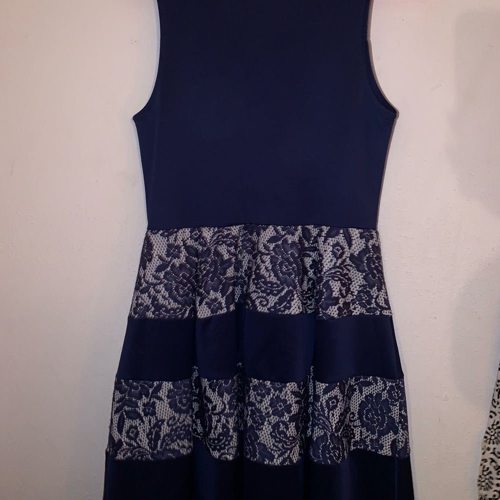 Formal navy blue skater dress